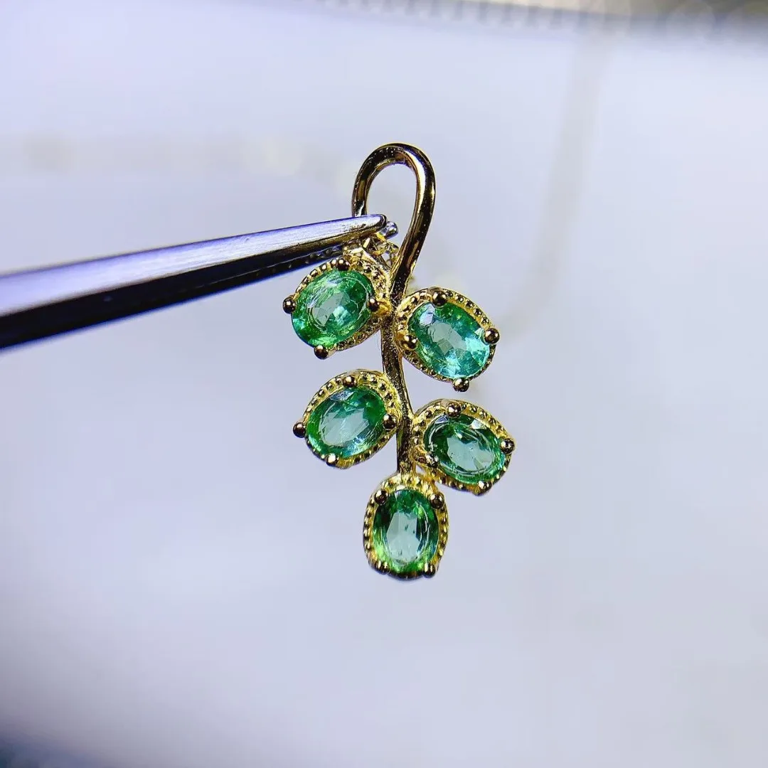 Ethnic Fashion Designer - Opulent Genuine Emerald S925 Silver Pendant