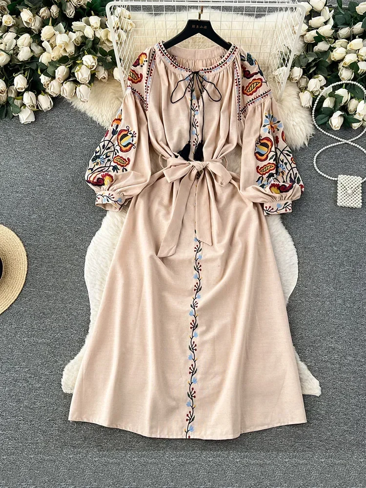 Ethnic Boho Fashion - Women Spring Autumn Dress Vintage Ethnic