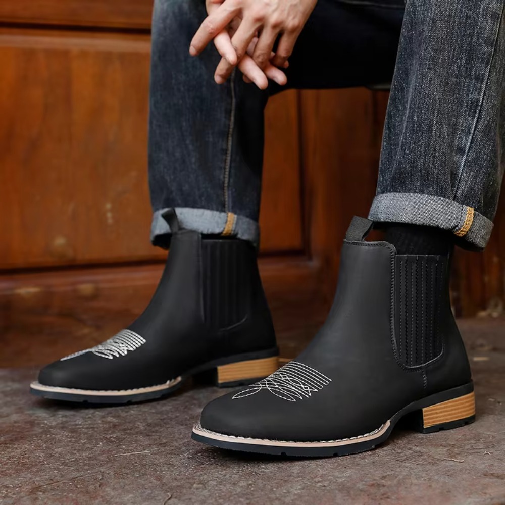 Men's Wide Toe Cowboy Boots Sl - Ethnic Fashion Style ulasan dan harga