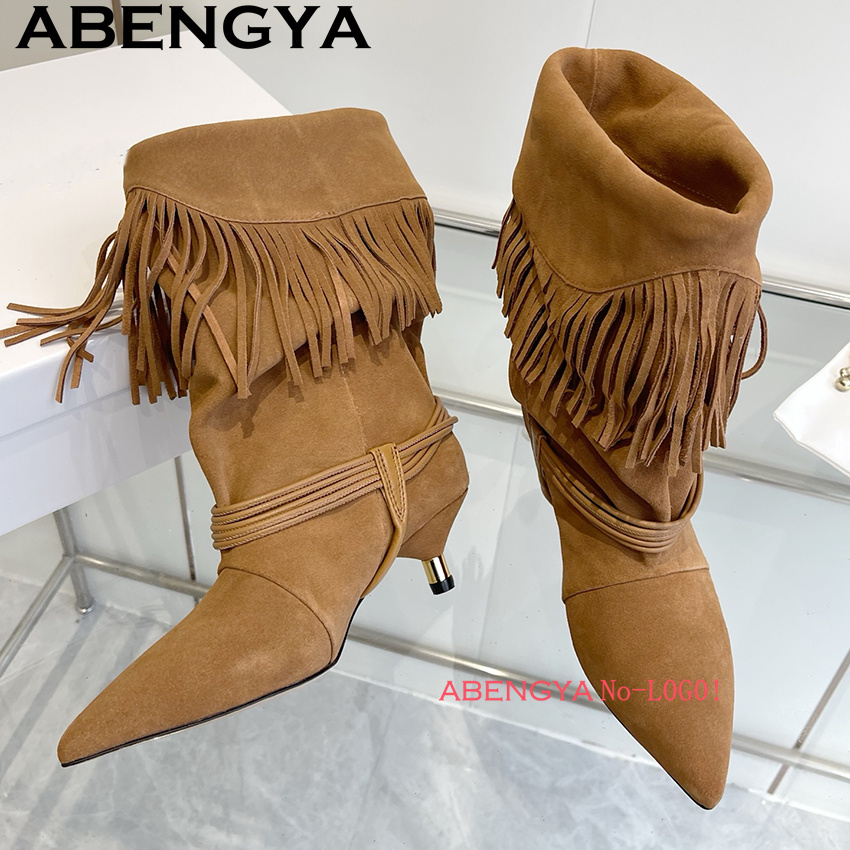 Suede Leather Edge Tassel Desi - Ethnic Fashion Designer ulasan dan harga