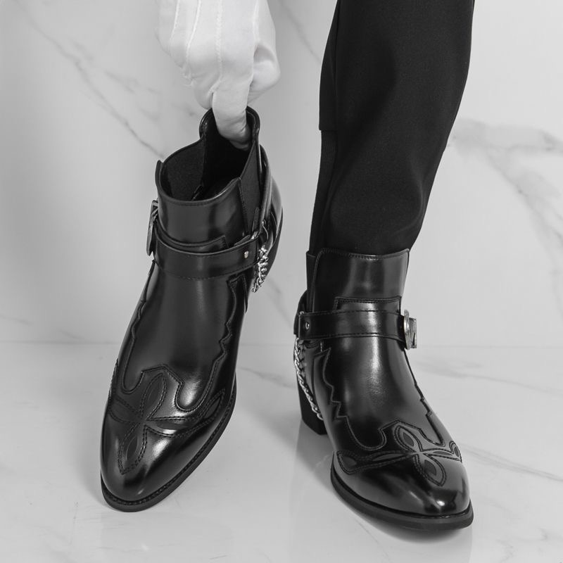 Men's Leather Boots British St - Ethnic Fashion Style ulasan dan harga