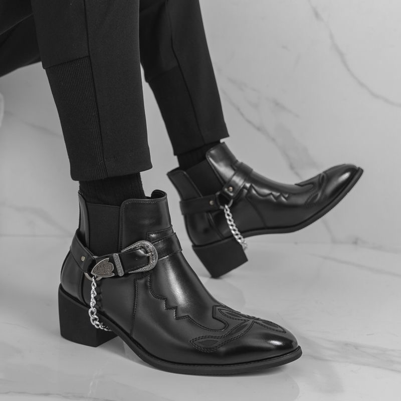 Men's Leather Boots British St - Ethnic Fashion Style ulasan dan harga