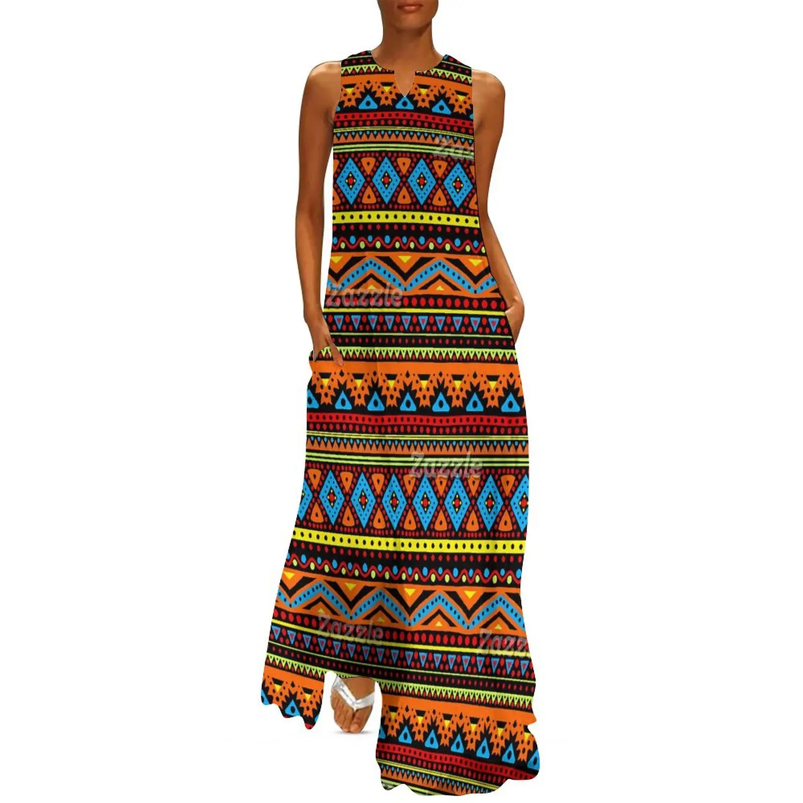 Vintage Ethnic Long Dress Red  - Ethnic Boho Fashion ulasan dan harga