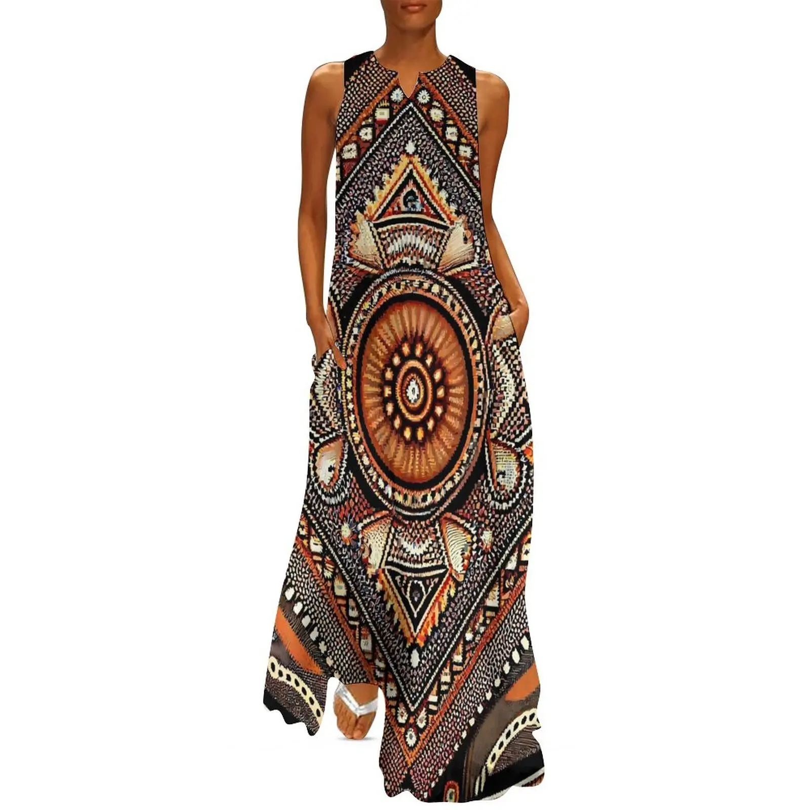 Vintage Ethnic Long Dress Red  - Ethnic Boho Fashion ulasan dan harga