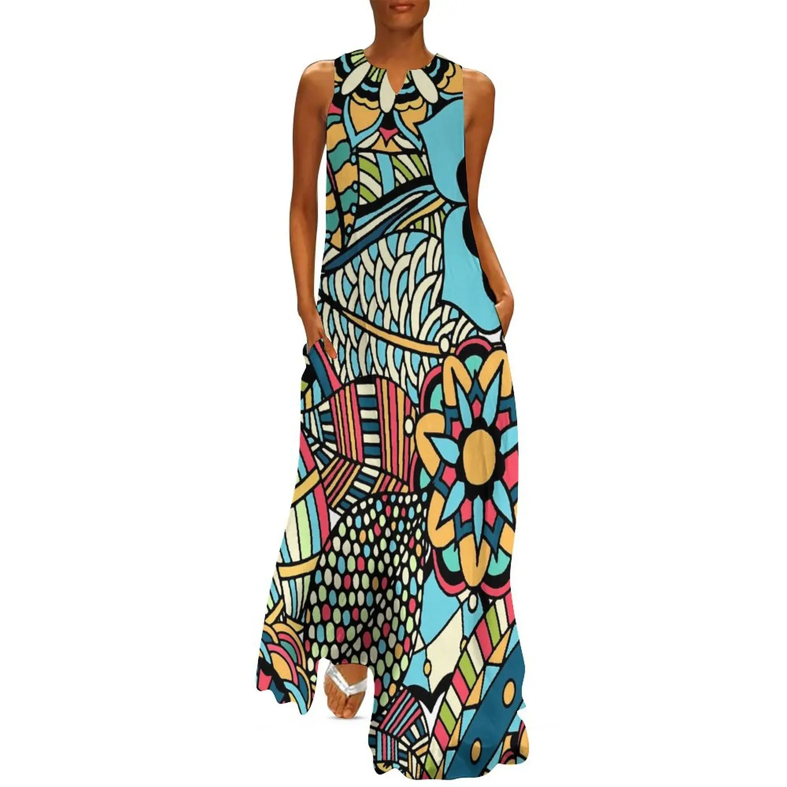 Vintage Ethnic Long Dress Red  - Ethnic Boho Fashion ulasan dan harga