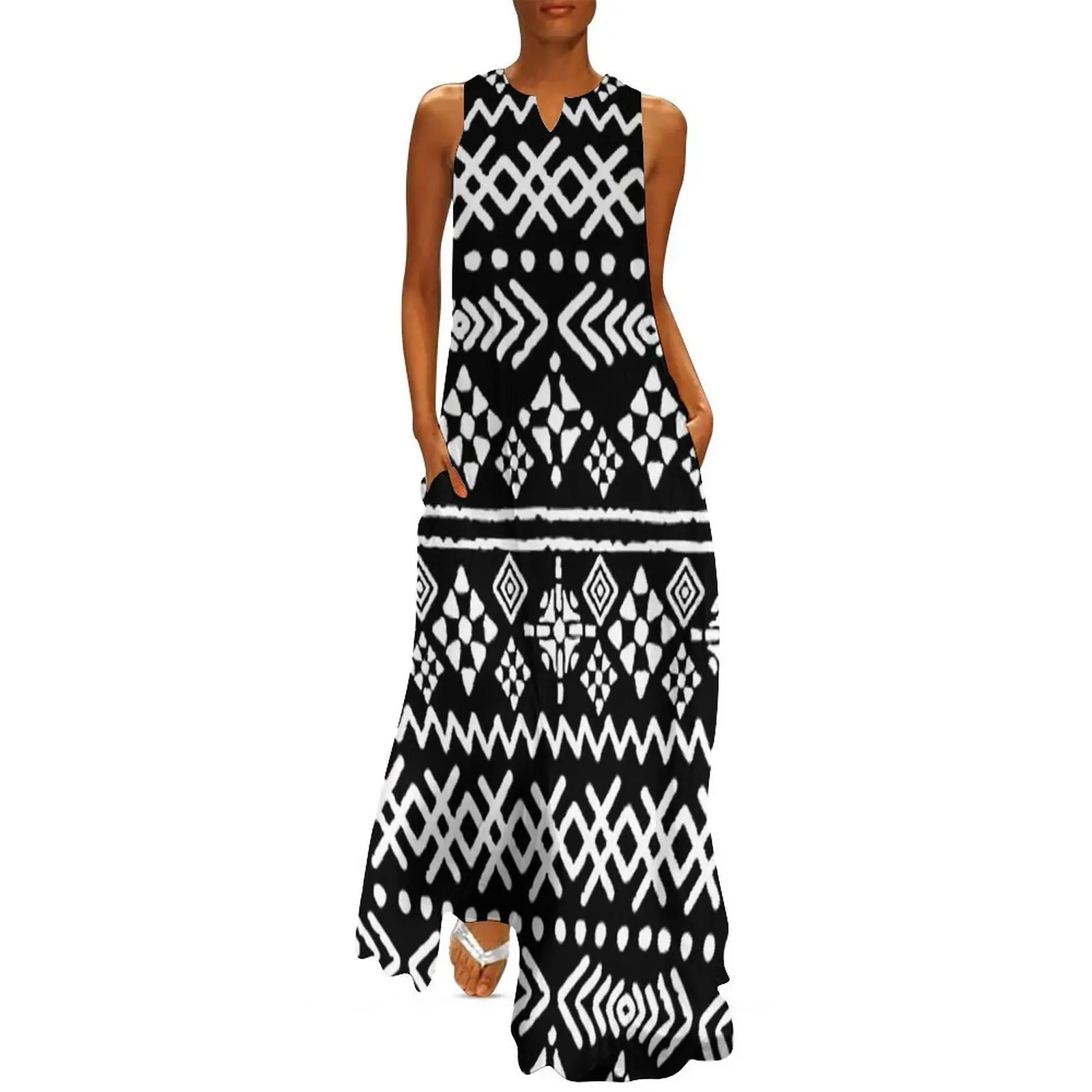 Vintage Ethnic Long Dress Red  - Ethnic Boho Fashion ulasan dan harga