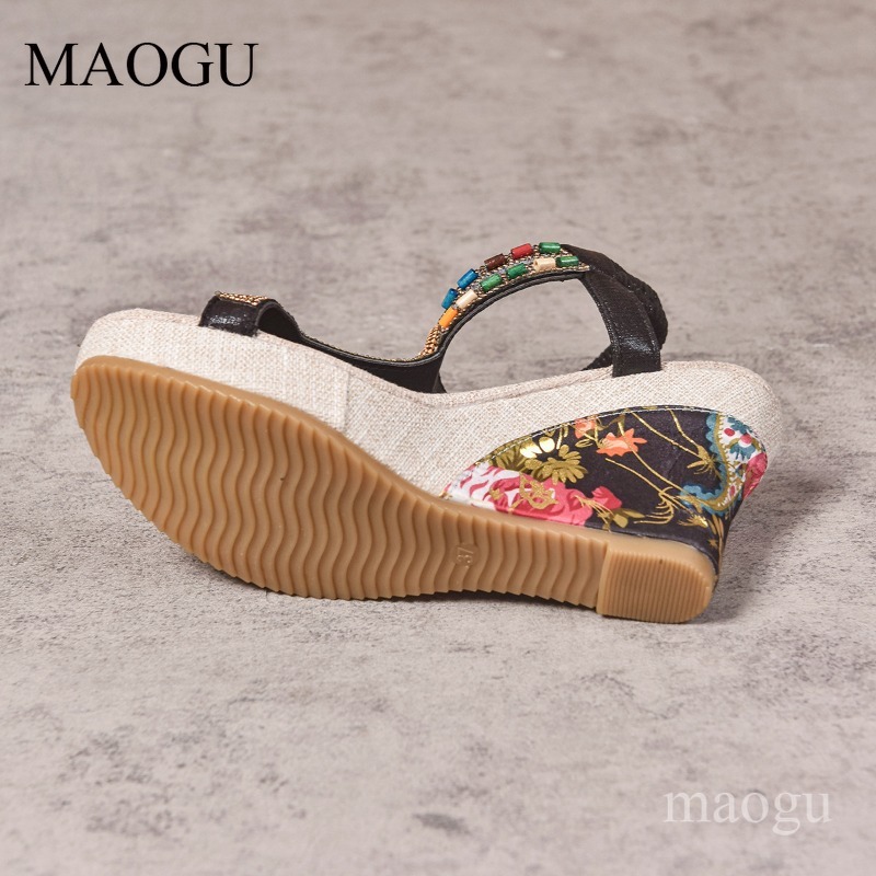 Boho Beaded Floral Wedge Sanda - Ethnic Boho Fashion ulasan dan harga