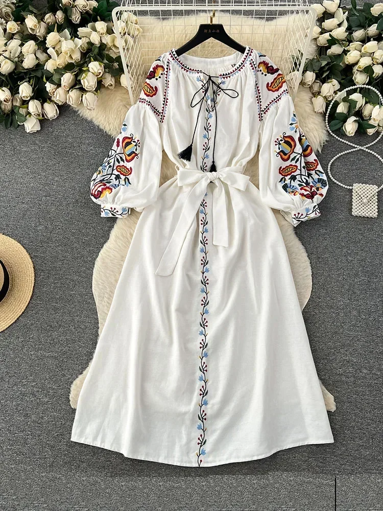 Women Spring Autumn Dress Vint - Ethnic Boho Fashion ulasan dan harga