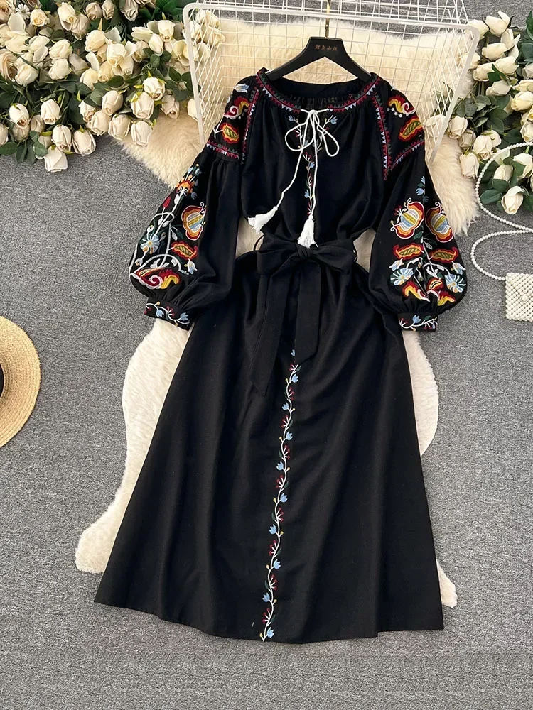 Women Spring Autumn Dress Vint - Ethnic Boho Fashion ulasan dan harga