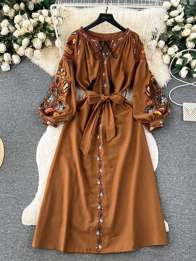 Women Spring Autumn Dress Vint - Ethnic Boho Fashion ulasan dan harga