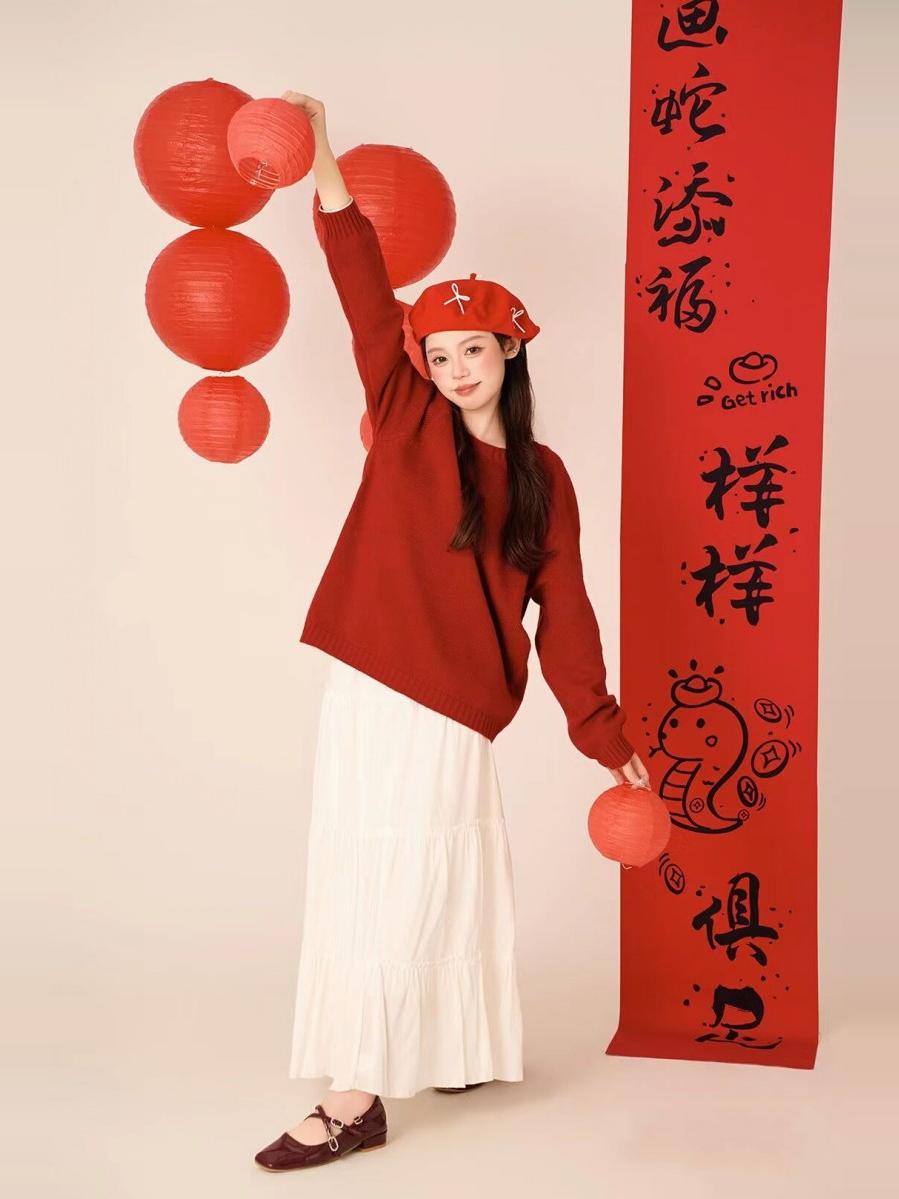 Red Snake Year Theme Sweet Gir - Ethnic Fashion Shoot ulasan dan harga