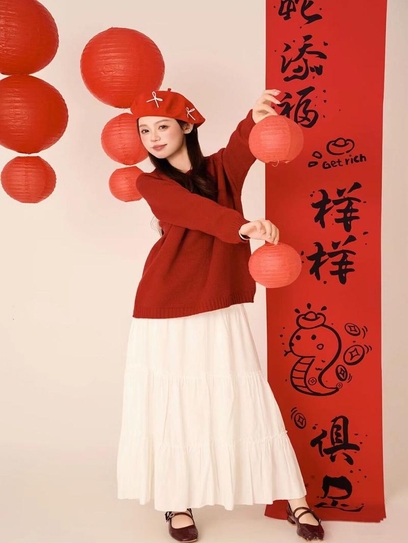 Red Snake Year Theme Sweet Gir - Ethnic Fashion Shoot ulasan dan harga